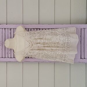 💗 C KEER for Anthropologie BOURDETTE Sequin Crochet Top Blouse M